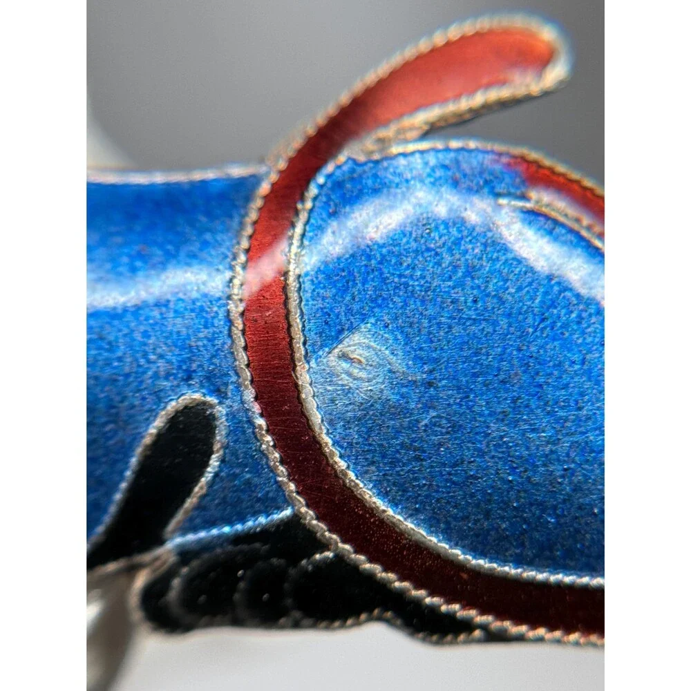 Vintage S925 Sterling Silver Cloisonne Enamel Lion Brooch Pin